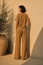 Bamboo Sculpted Boxy Tee set Caramel - SNOOLI