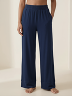 Bamboo Wide-Leg Lounge Trousers — Caramel