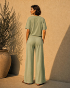 Bamboo Sculpted Boxy Tee set Caramel - SNOOLI