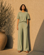 Bamboo Sculpted Boxy Tee set Caramel - SNOOLI