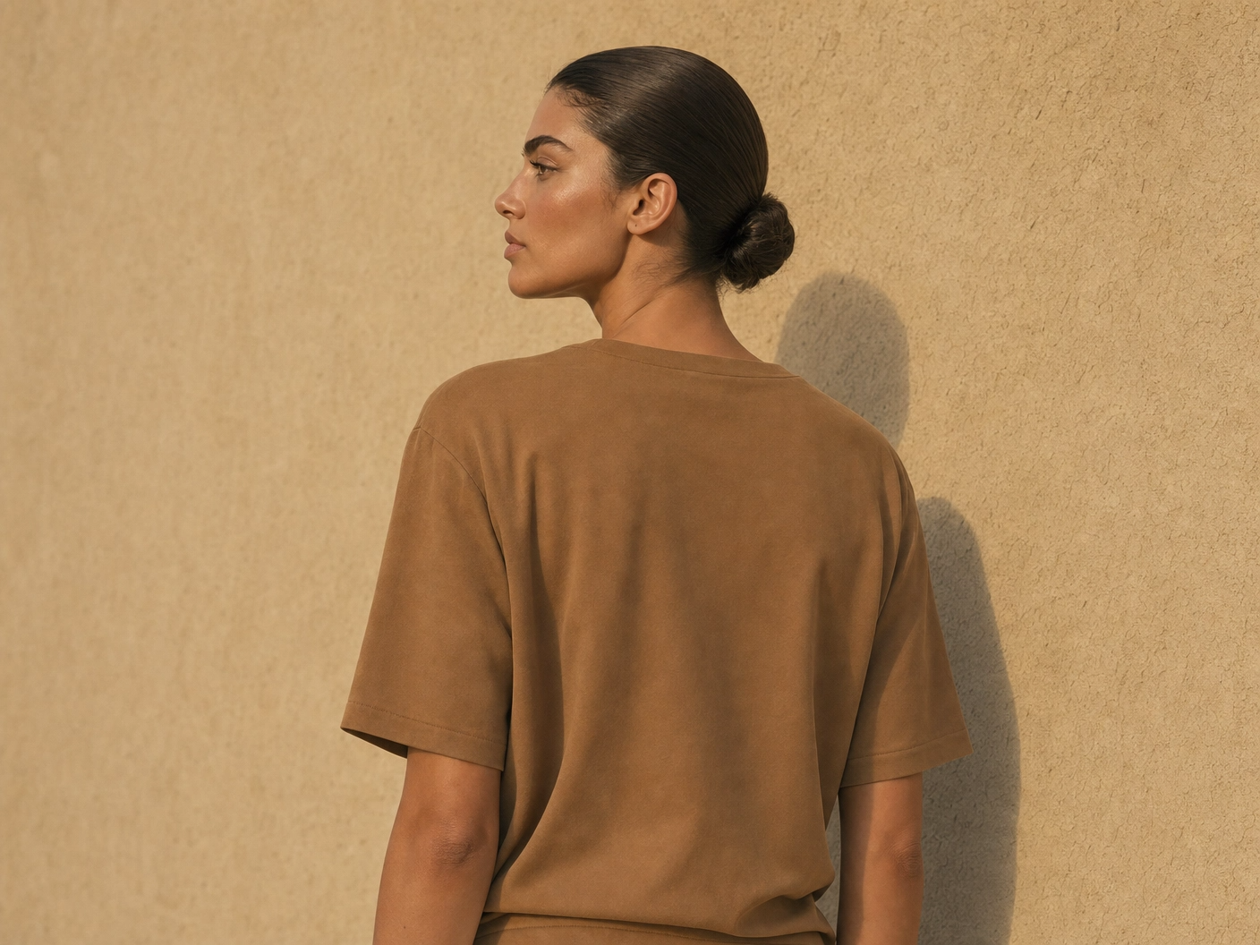 Bamboo Sculpted Boxy Tee Caramel - SNOOLI