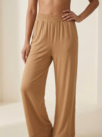 Bamboo Wide-Leg Lounge Trousers — Caramel