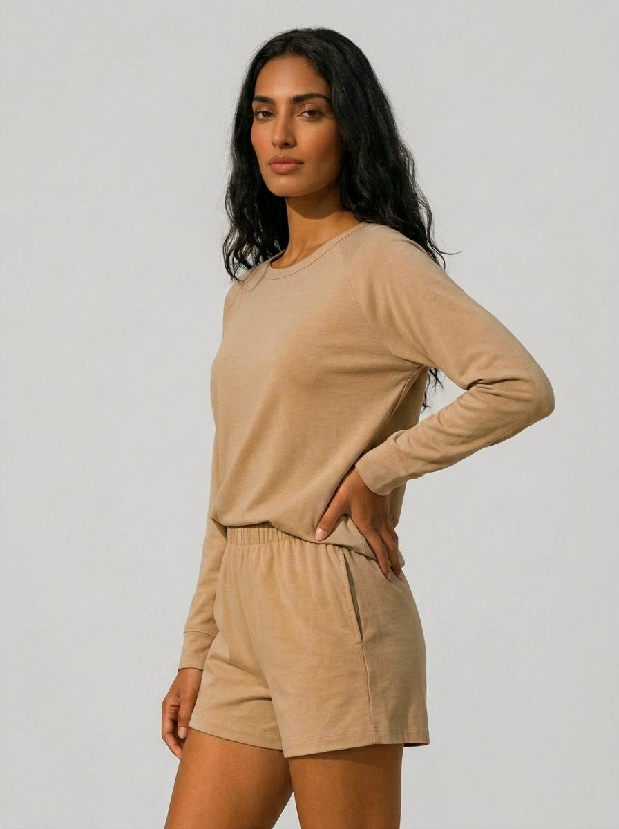 Bamboo Boat-neck longsleeve soft taupe