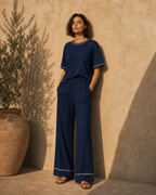 Bamboo Sculpted Boxy Tee Midnight Blue - SNOOLI