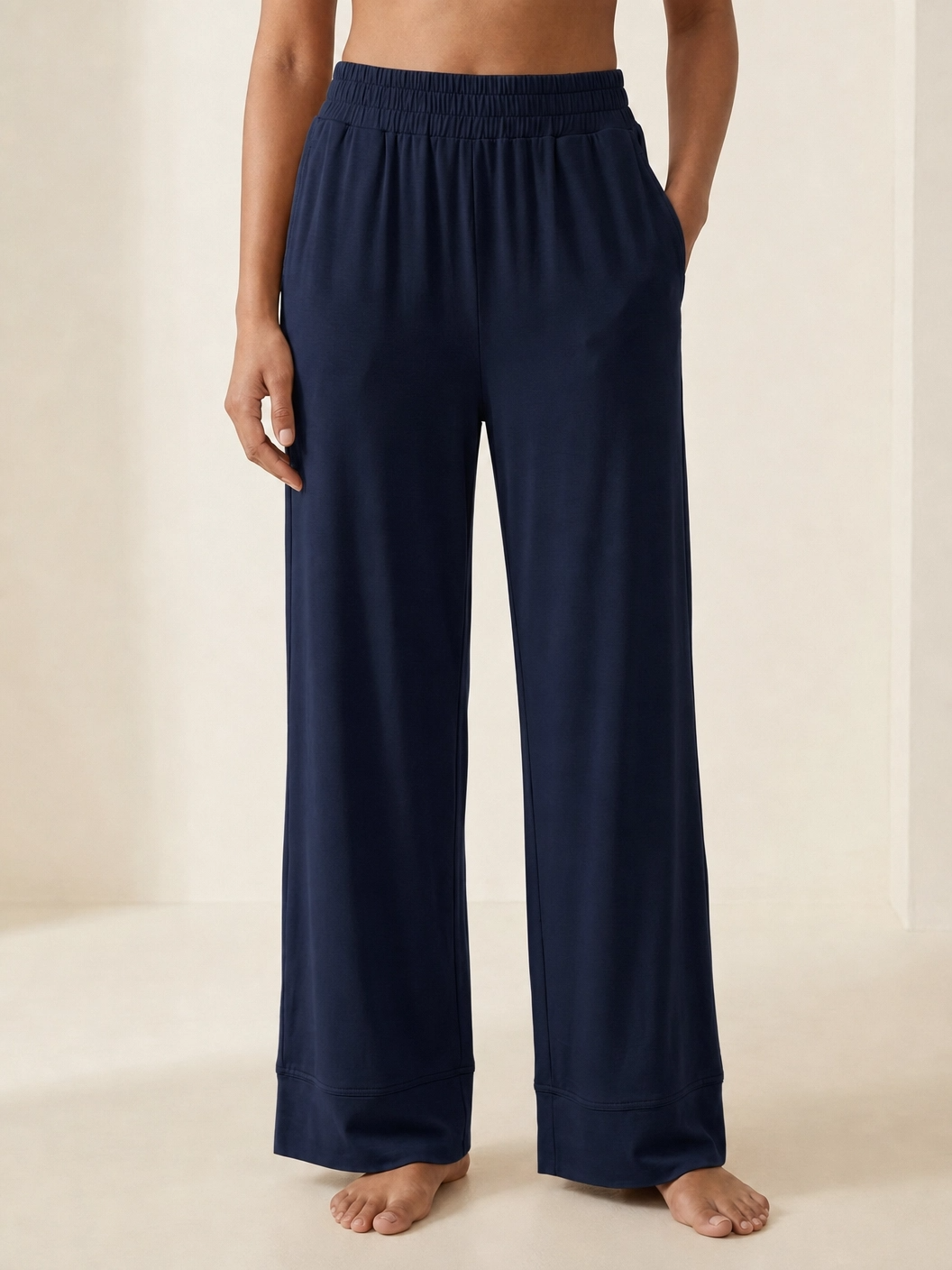 Bamboo Wide-Leg Lounge Trousers — Caramel