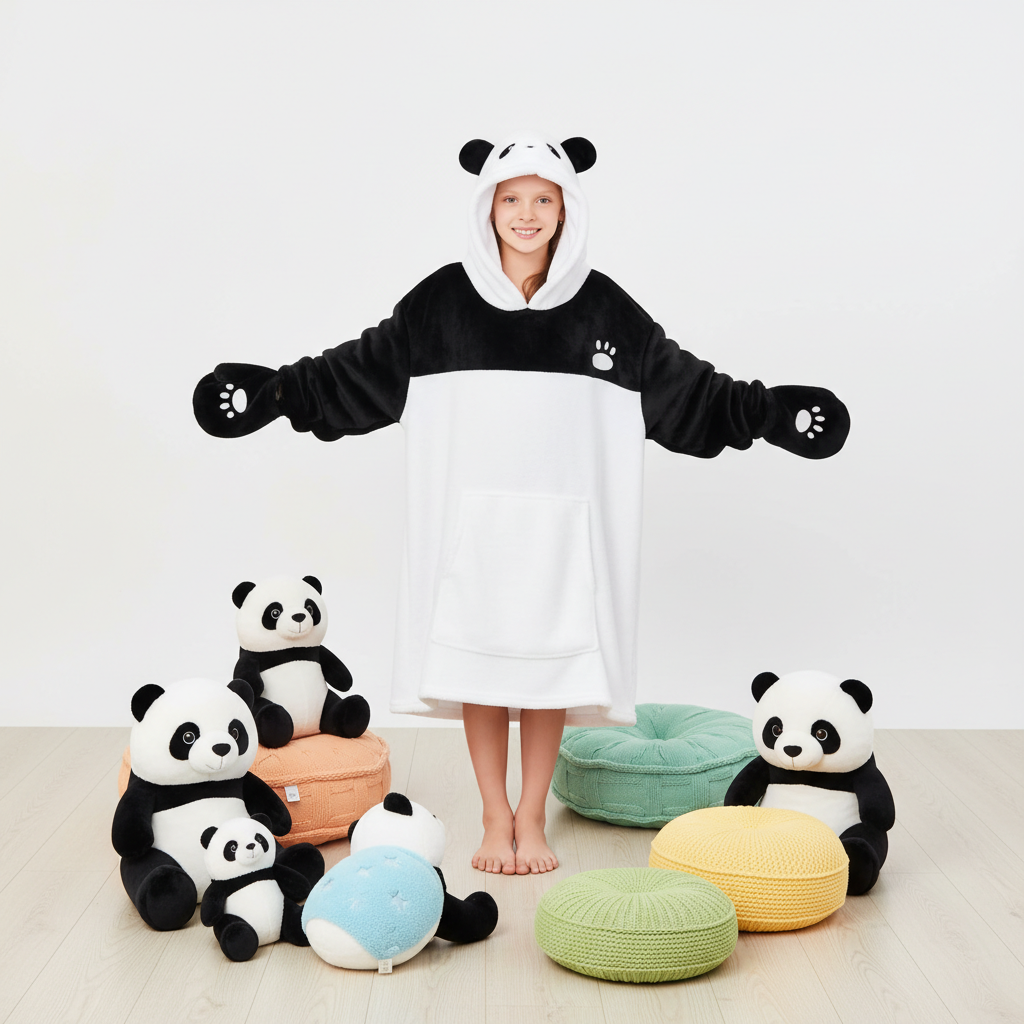 Cozy Panda Hoodie Blanket - VELOSA